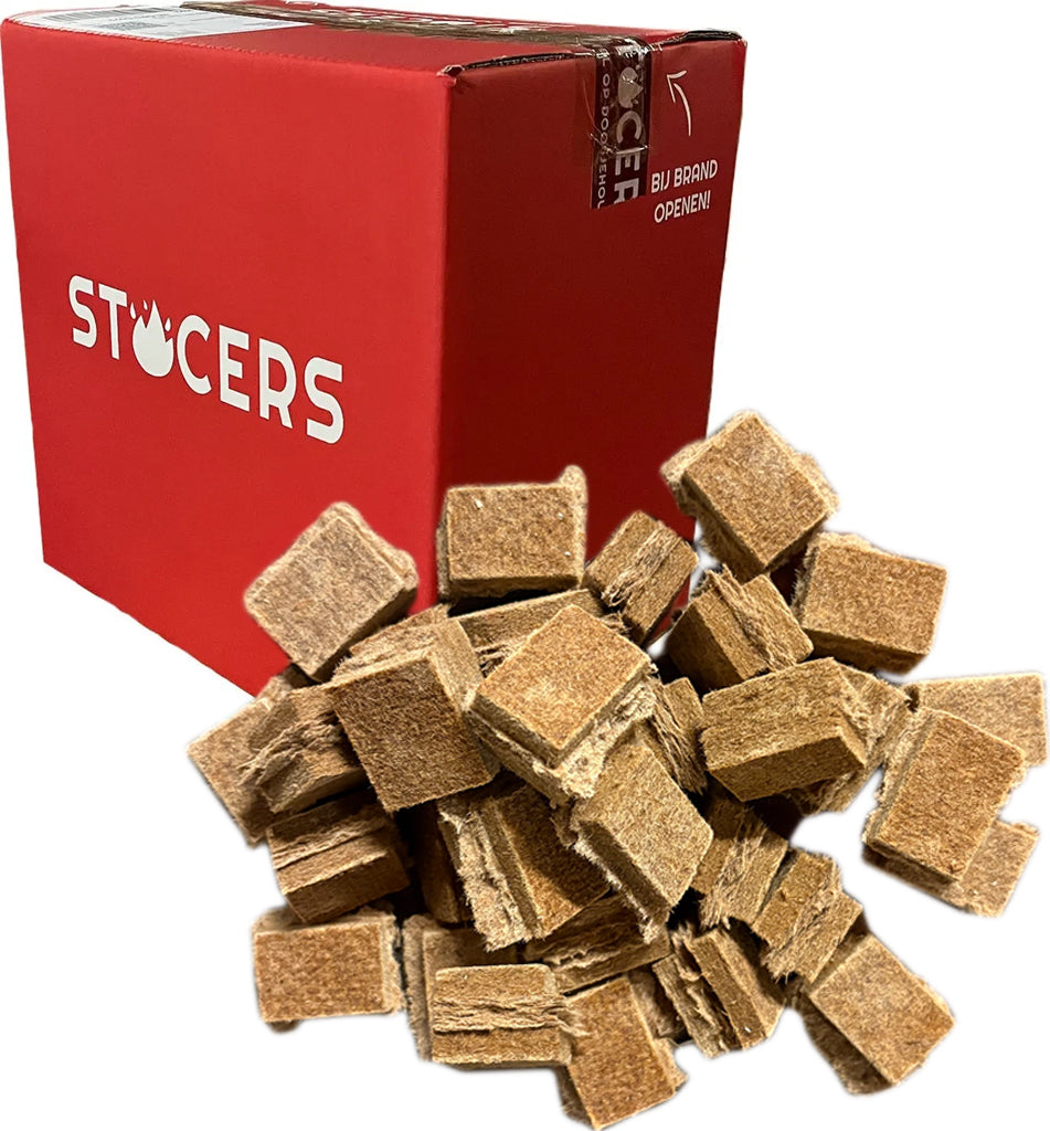 Aanmaakblokjes van STOCERS voor het veilig en eenvoudig aansteken van haard, houtkachel en BBQ.